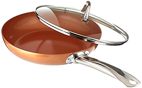 Copper Chef 10 Inch Round Frying Pan With Lid  Skillet with Ceramic Non Stick Coating Perfect Cookware For Saute And Grill